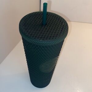 Starbucks Venti Matte Studded Dark Forest Green Cold beverage tumbler 24oz NWT